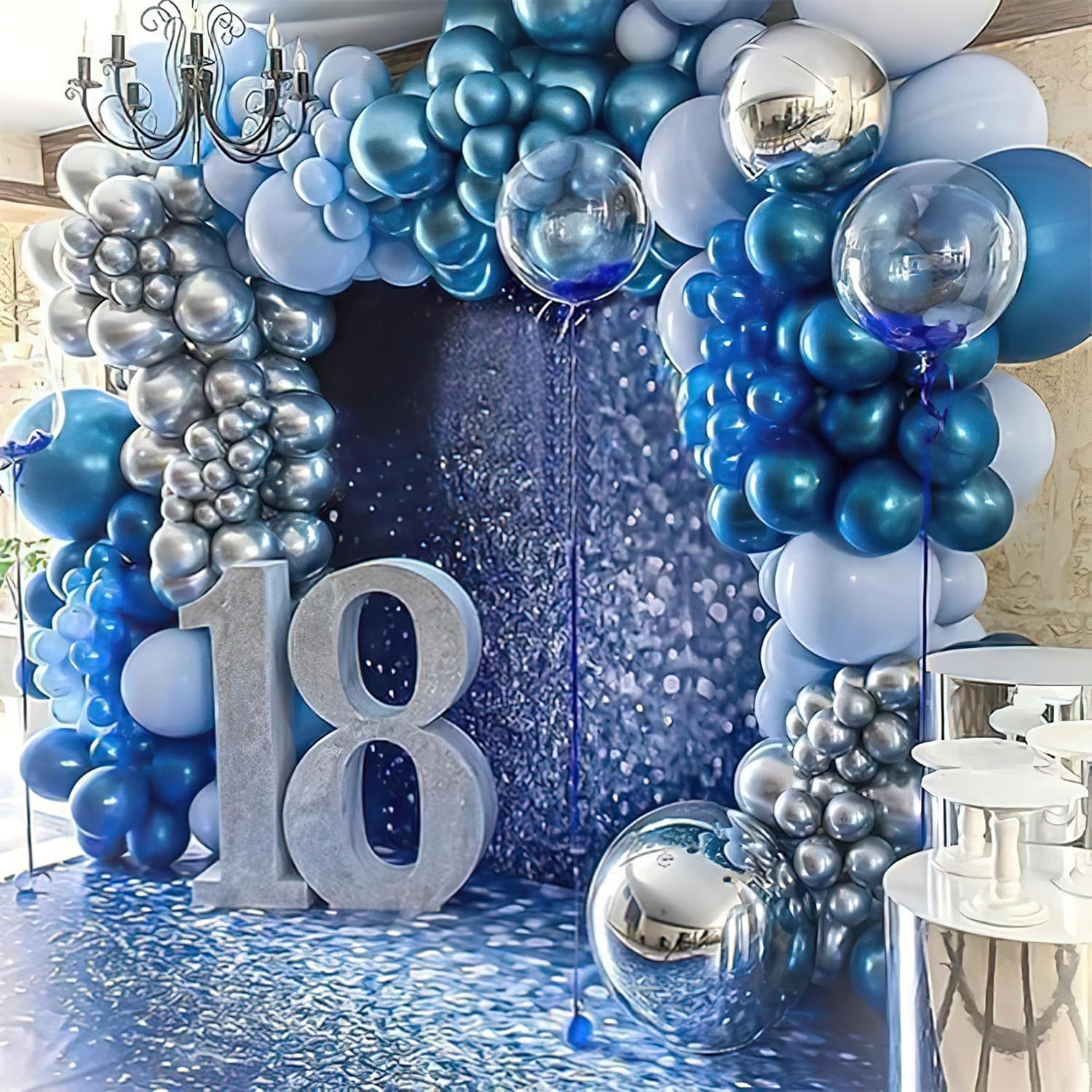PartyWoo 12-Inch Pearl Azure Blue Balloons - Perfect for Birthday, Baby Shower & Wedding Decor