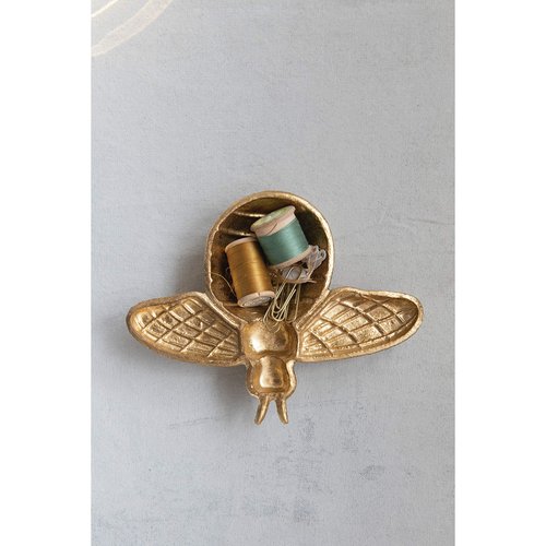 Decorative Cast Iron Gold Bee Shaped Dish