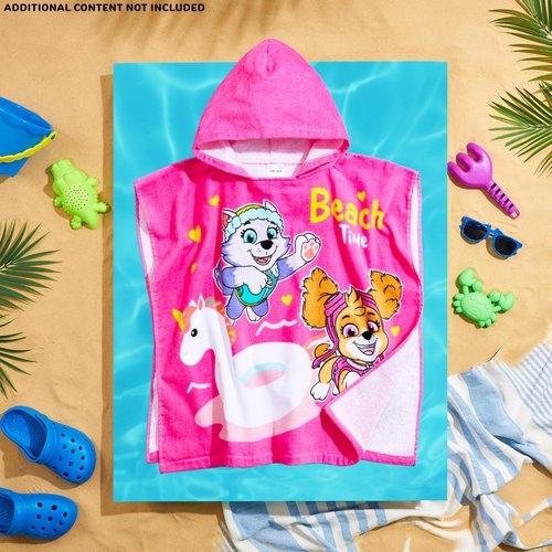Paw Patrol Beach Towel Hooded Kids Absorbent Skye Everest Robe Cotton Poncho Towelling for Swimming Shower Pool Swim Bath Gifts for Girls