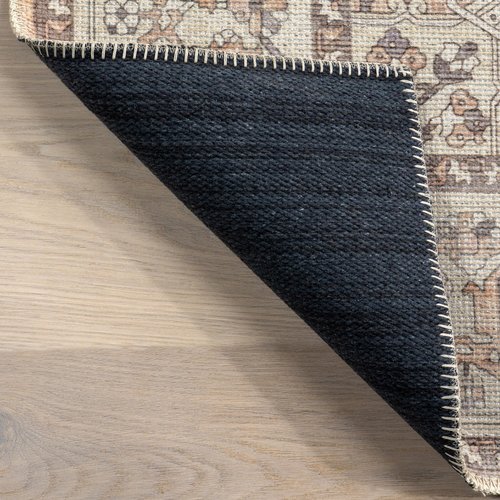 nuLOOM 5' x 8' Green Haven Collection Indoor Area Rug, Recycled Cotton, Machine Washable, Stitched Edging, Flat Woven, Mylah Beige