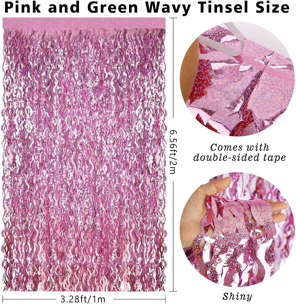 Skiennix 6 Pack Foil Fringe Curtains - Wavy Metallic Tinsel Backdrop for Parties & Events