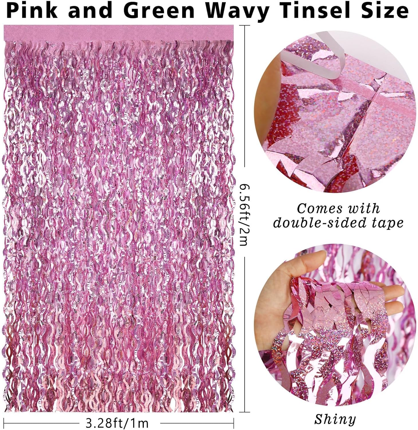 Skiennix 6 Pack Foil Fringe Curtains - Wavy Metallic Tinsel Backdrop for Parties & Events