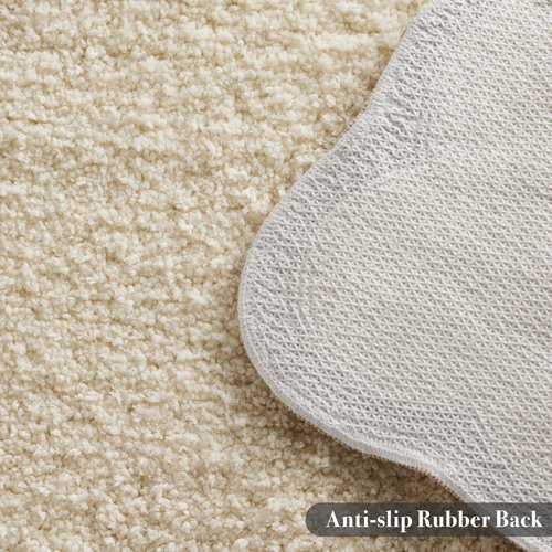 Ohocut Luxury Microfiber Bathroom Rugs, Beige Sand Scalloped Bath Rug Boho Farmhouse Cute Aesthetic Preppy Bath Mat for Bathroom, Tub, Floor Carpet, Sink, Shower, Anti Slip, Absorbent, 32x20
