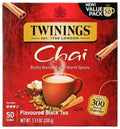 Twinings Chai Black Tea Individually Wrapped Bags, Sweet, Savoury Spices, Caffeinated, Enjoy Hot or Iced - 50 Count