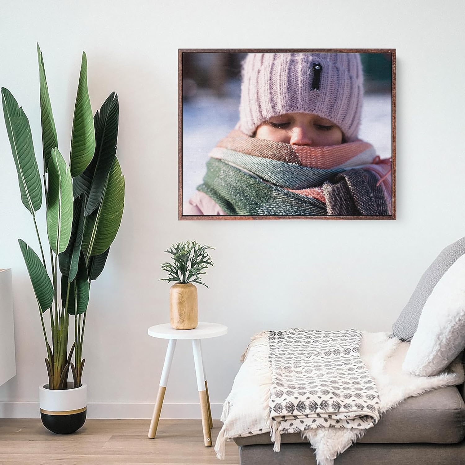P&L ART Personalized Canvas Prints - Transform Photos into Stunning Wall Art | 11x14 Walnut Framed Decor