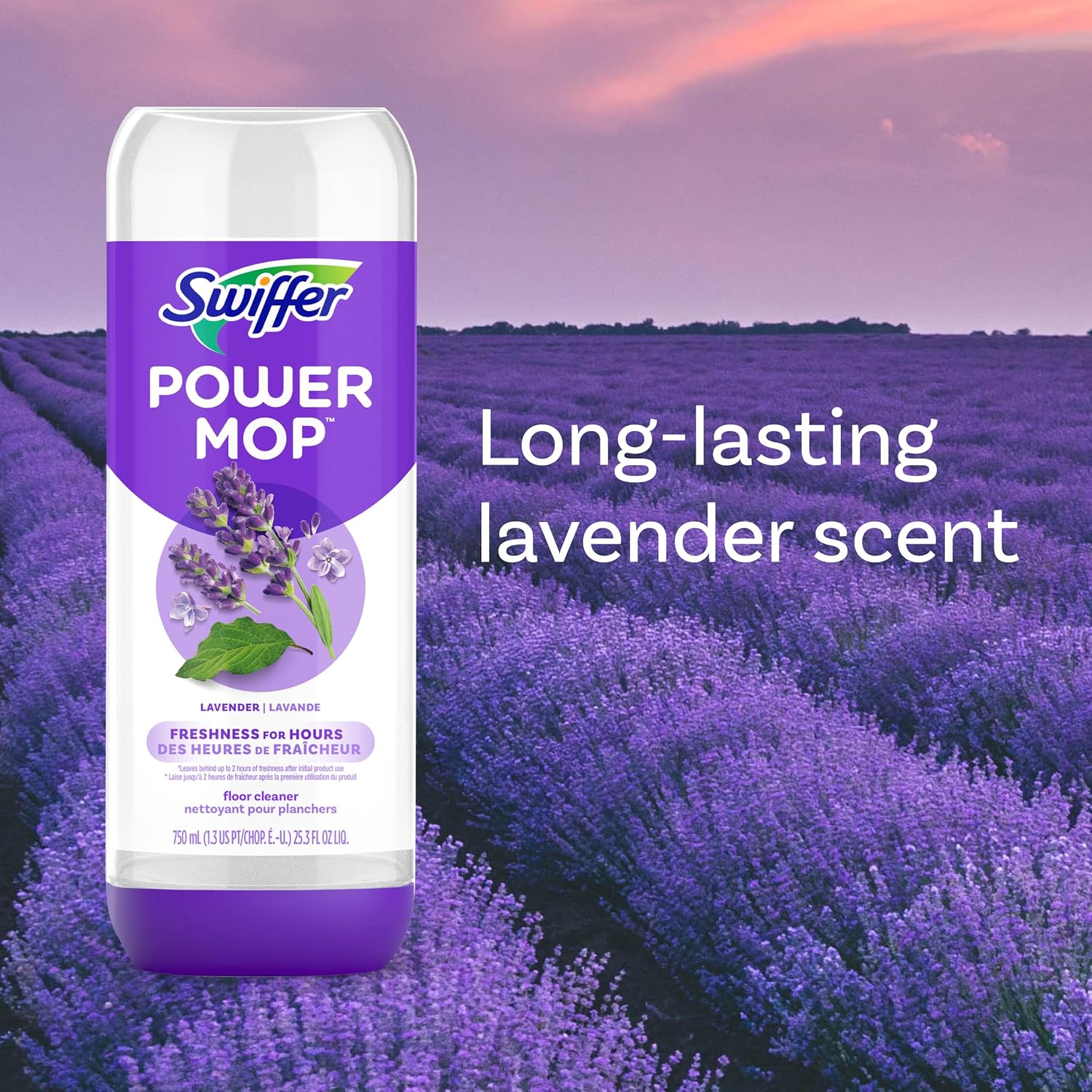 Swiffer Power Mop Refill - All-Purpose Floor Cleaner Solution for Tile, Vinyl, Wood | Lavender Scent, 50.6oz