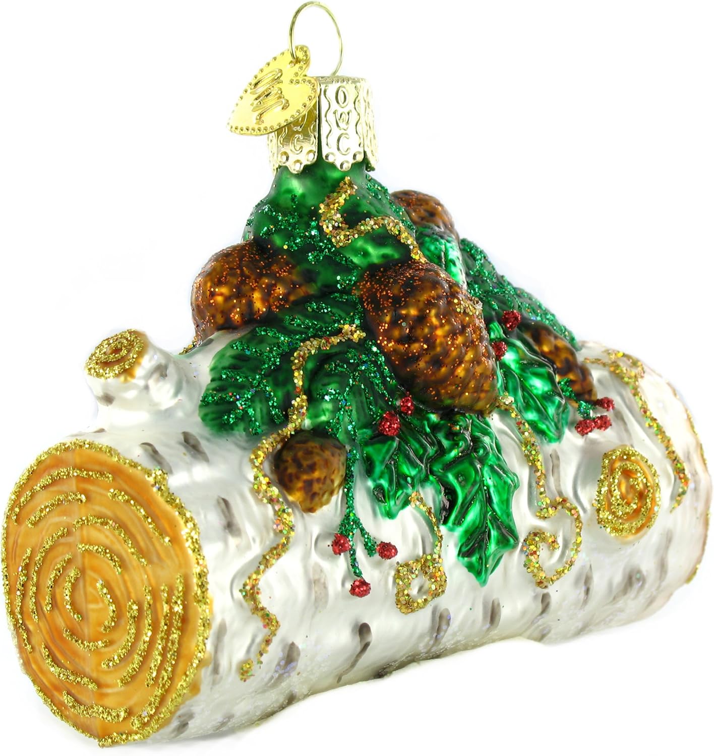 Old World Christmas Yule Log Glass Blown Ornament - Handcrafted Holiday Decoration for Trees