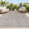 JONATHAN Y Mediterranean Tile Indoor Outdoor Area Rug 8X10 Dark Gray/Ivory, Citta High-Low Pile for Backyard, Patio, Porch, Easy-Cleaning, High Traffic, Pet-Friendly, Non-Shedding (SBH102C-8)
