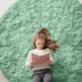 OLANLY Mint Green Round Rug - Soft, Fluffy Shaggy Carpet | 6 ft Machine Washable Area Rug for Bedroom & Living Room