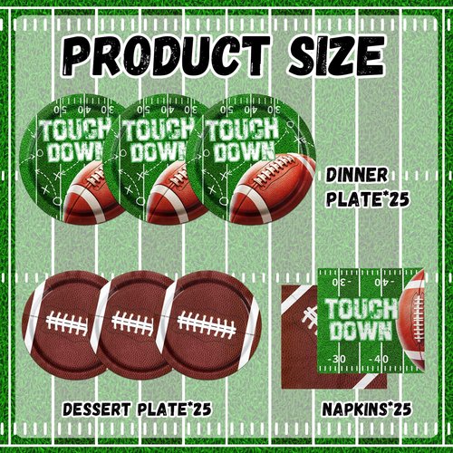 Lenyunge Football Party Supplies,100pcs Football Plates and Napkins Football Birthday Party Decorations for Football Game Day Tailgate Party Decorations,Serve 25