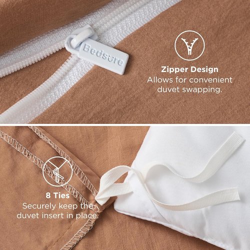Bedsure California King Duvet Cover - Extra Soft Prewashed Cotton-Like Polyester Set, 104x98 Inches with Zipper Closure & 2 Pillow Shams