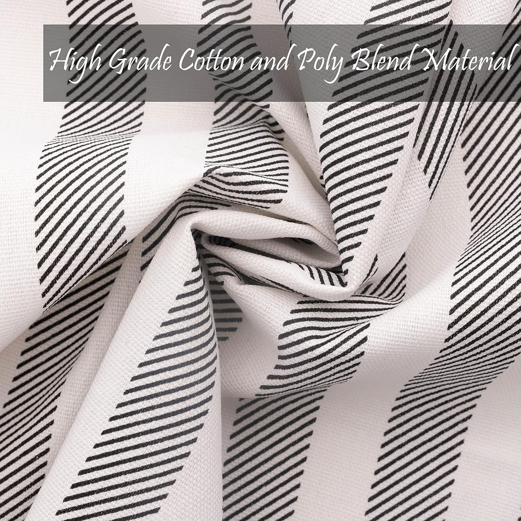 PERLLI Cotton Cloth Napkins - 12 Pack 18x18 Inches | Washable Black, Gray & White Stripes for Dining Decor