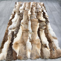 Natural Rabbit Fur Sofa Bed Throw Blanket,Rug,Rabbit Pelt Skin Fur Blankets/Plates Furry Soft Warm Lush Throw Home Decoration Reprocessed DIY Materials (21.65" x 43.3" Tan)