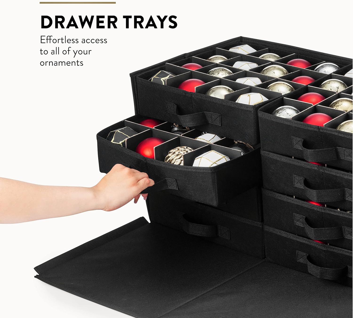 ZOBER Christmas Ornament Storage Box | Holds 128 3" Ornaments - Durable Tear-Proof 600D Oxford Fabric - Red