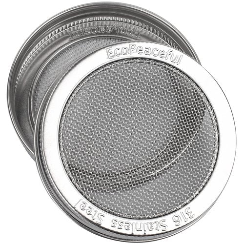2 Pack ONE-PIECE 316 Stainless Steel One-Piece Sprouting Lids for Regular Mouth Mason Jar Ball Kerr - Strainer lids - Rust-Proof, BPA-free