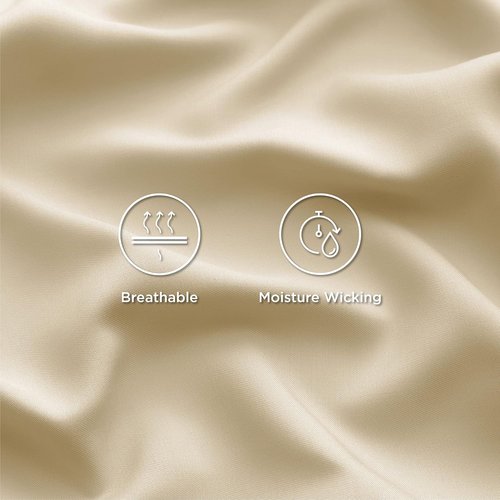 Bedsure Cooling Twin Sheets - Breathable & Soft Rayon from Bamboo - Deep Pocket Up to 16 Inches - Hotel Luxury Alabaster Gleam