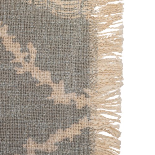 Creative Co-Op Cotton Slub Throw with Coral and Shells Ogee Pattern, Blue and Natural