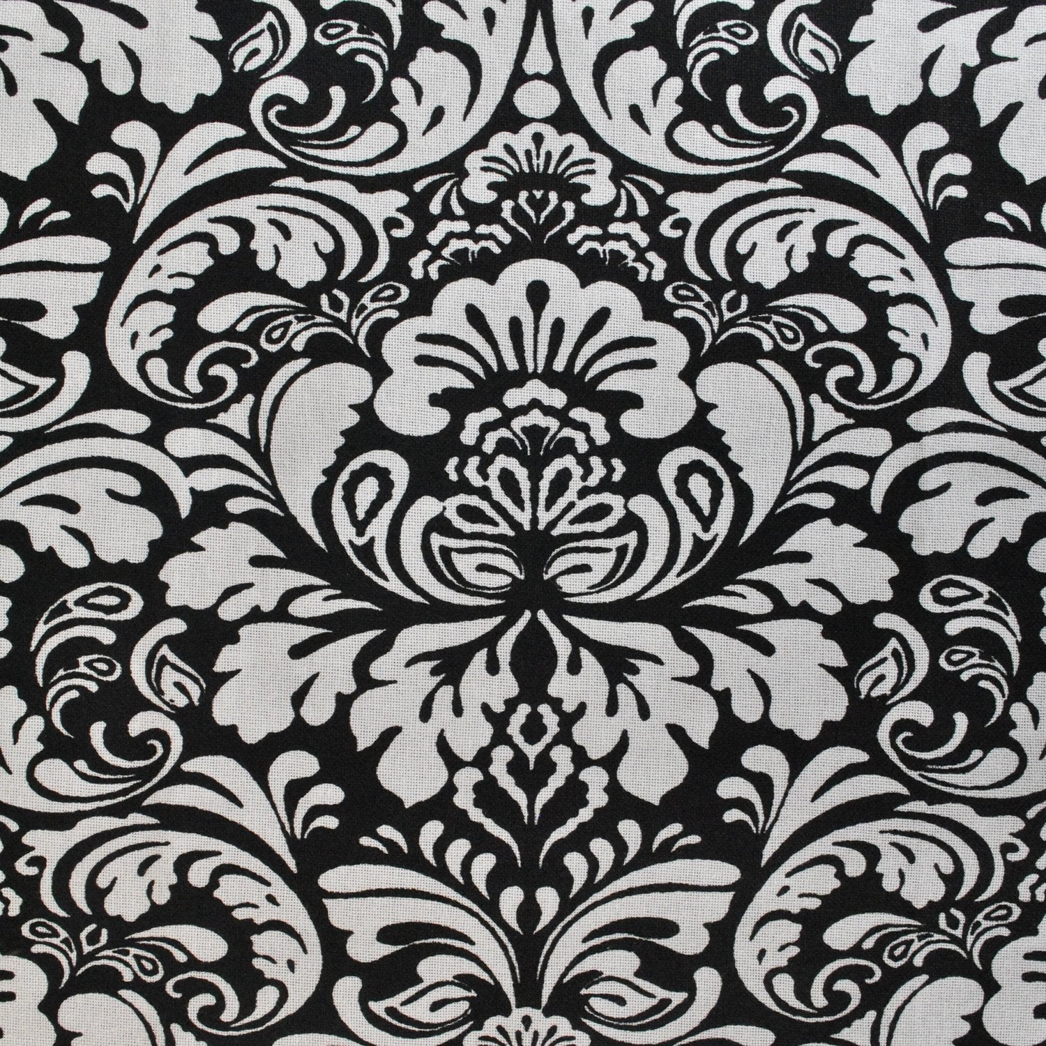DII Damask Cotton Tablecloth, 70" Round, Black