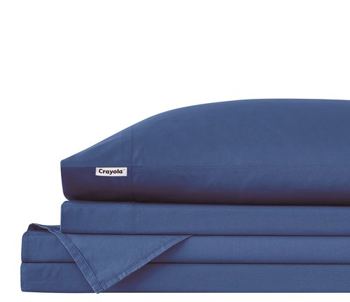 Crayola Cotton Percale Solid Blue Twin 3 Piece Sheet Set