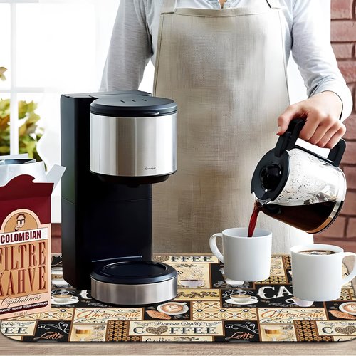 Fun Coffee Mat 19inx12in,Coffee Bar Mat for Countertops,Absorbent Hide Stain Anti-Slip Coffee Bar Accessories Fit Under Coffee Machine Mat,dish Drying Mats for Kitchen