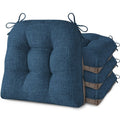 AddGrace Chair Cushions for Dining Chairs Set of 4 Kitchen Seat Cushions with Ties and Non Slip Backing Tufted Indoor Seat Pad for Kitchen Dining Room 18" x 17" x 3" Navy