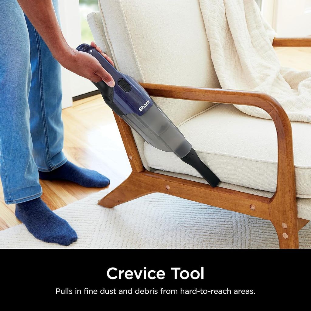 Shark Cyclone Handheld Vacuum - Powerful HyperVelocity Suction with 8" Crevice Tool | Navy Blue/Grey
