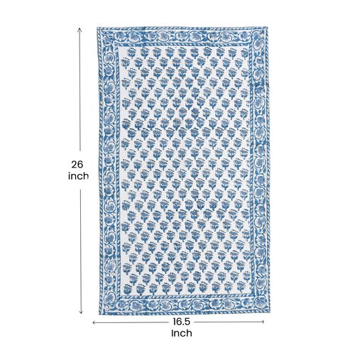 CPC Apatite Blue Hand Block Print Waffle Kitchen Towel Set of 3-16 x28 Ultra Absorbent Quick Dry Microfiber Dish Towels Lightweight Reusable Sustainable Tea Towels for Cleaning and Drying