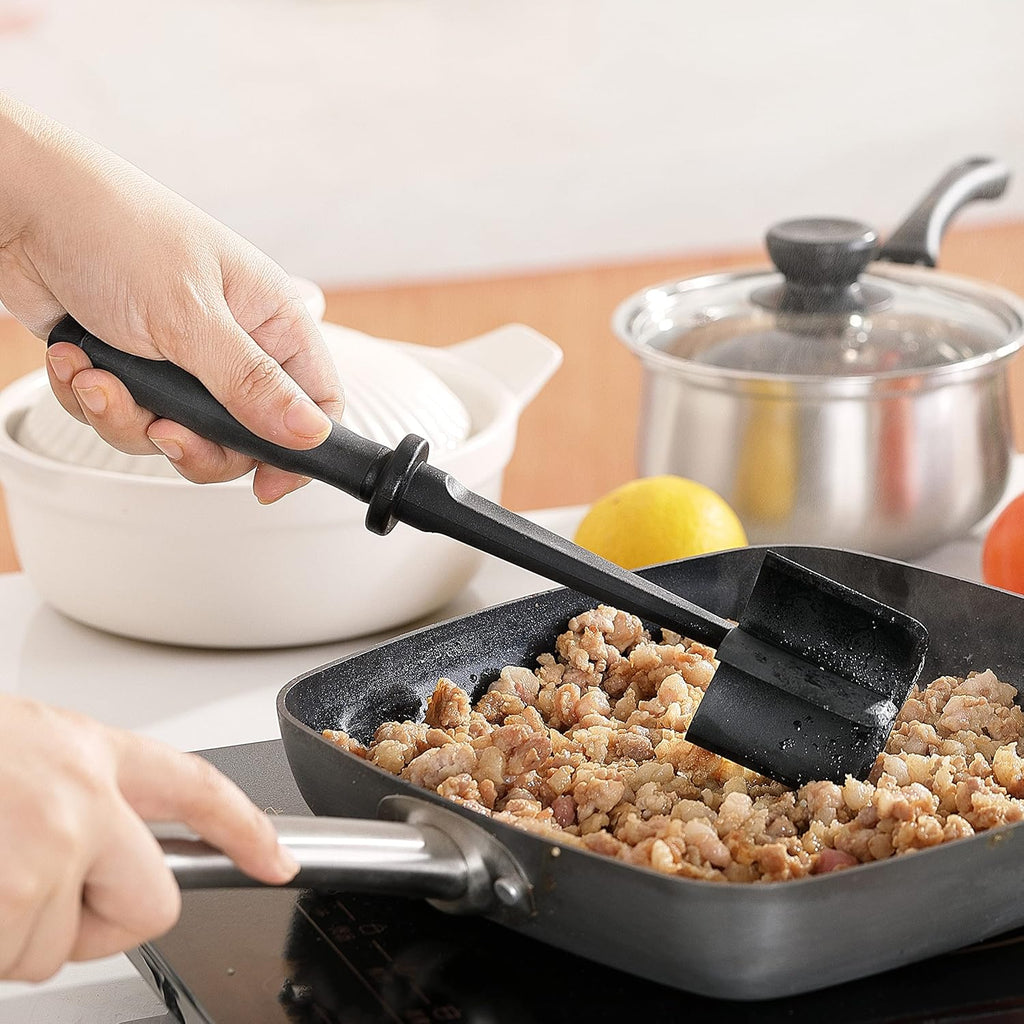 Skiennix Meat Chopper - Heat Resistant 5-Blade Masher for Ground Beef & Hamburger | Durable Nylon Spatula