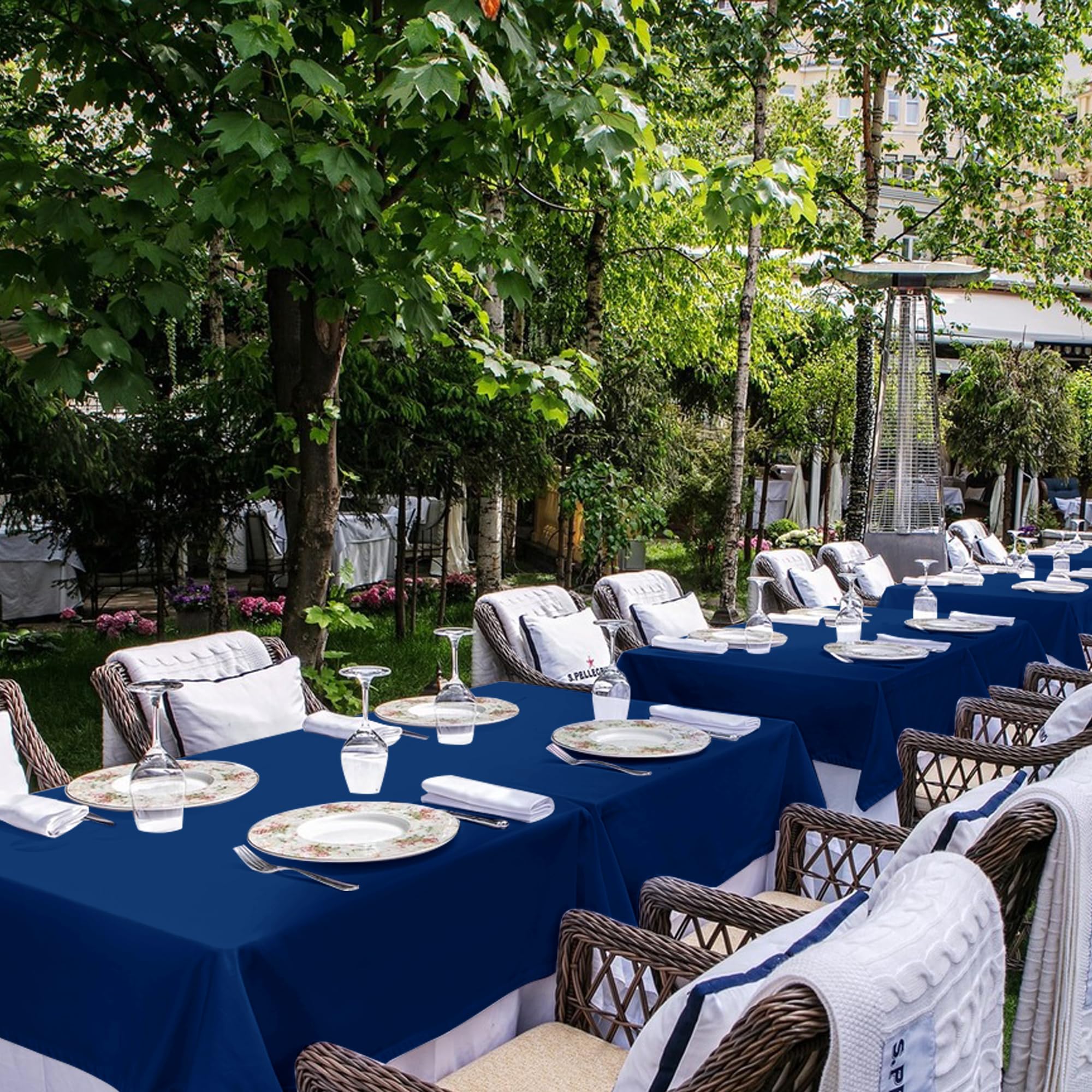 sancua Navy Blue Tablecloths for 8 Foot Rectangle Tables, 6 Pack - 60x120 Inch - Washable Fabric Cloth Table Cloth, Reusable Polyester Table Covers for Wedding Party, Banquet, Independence Day