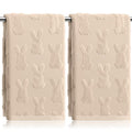 HUFAND 2 Pcs Easter Hand Towels for Bathroom Cotton Happy Easter Bunny Jacquard Decorative Kitchen Dish Towels Set Soft Absorbent Holiday Bath Towel for Spring Home Decor Gift, 13.7 x 29.5 Inch
