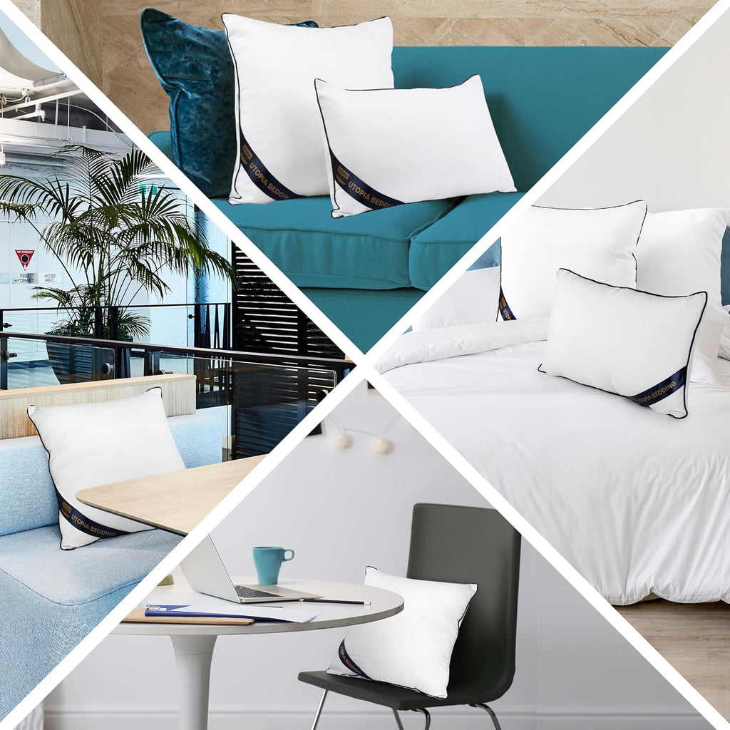 Utopia Bedding Throw Pillow Inserts - Pack of 4 White Decorative Pillows | 18 x 18 Inches for Sofa & Bed