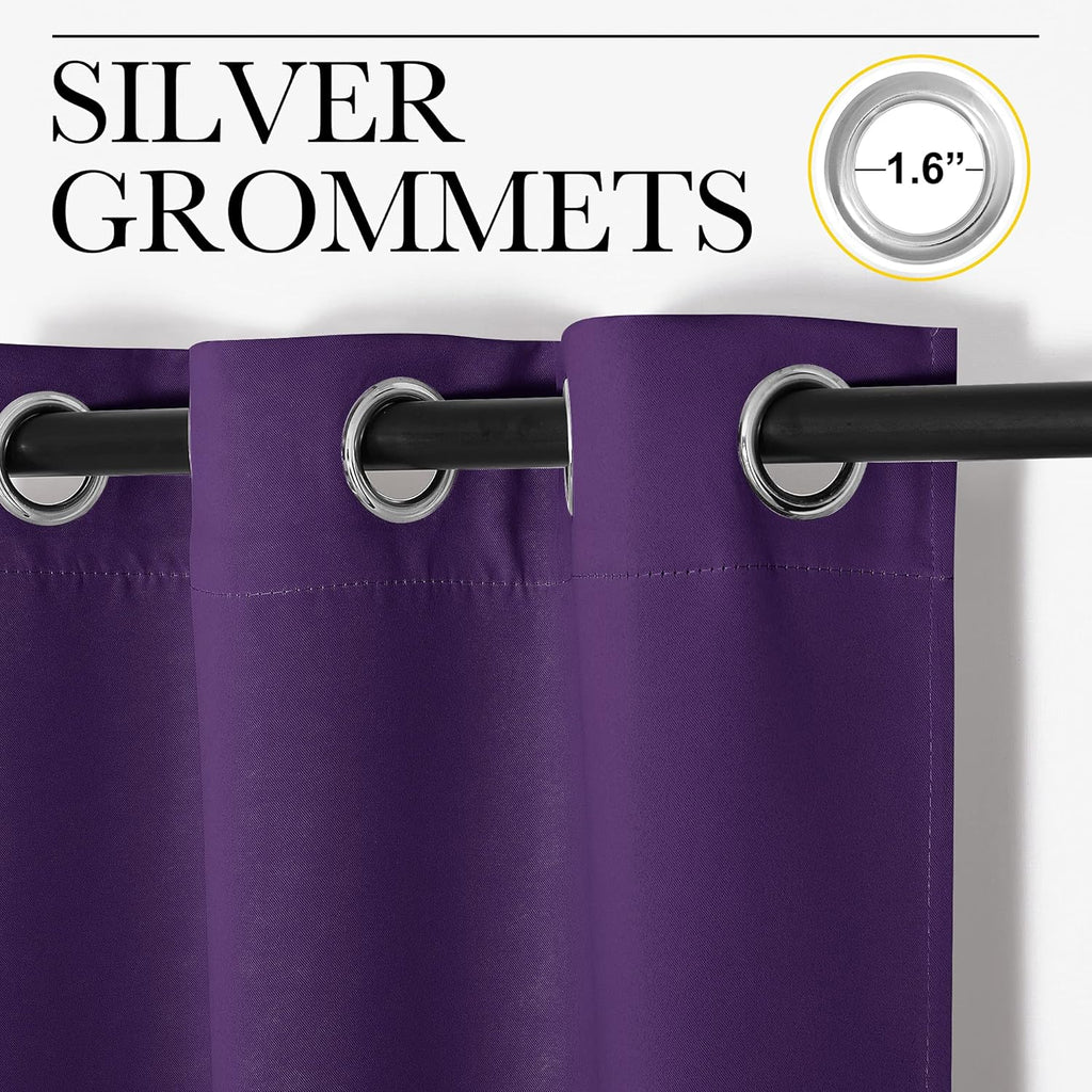 NICETOWN Thermal Curtains - Insulated Blackout Draperies with Triple Weave | Set of 2, 34 x 63 Inch, Royal Purple