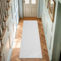 Laura Ashley Hi-Low Tufted 26" x 96" Washable Skid-Resistant Runner Rug - Ivory Feya Solid