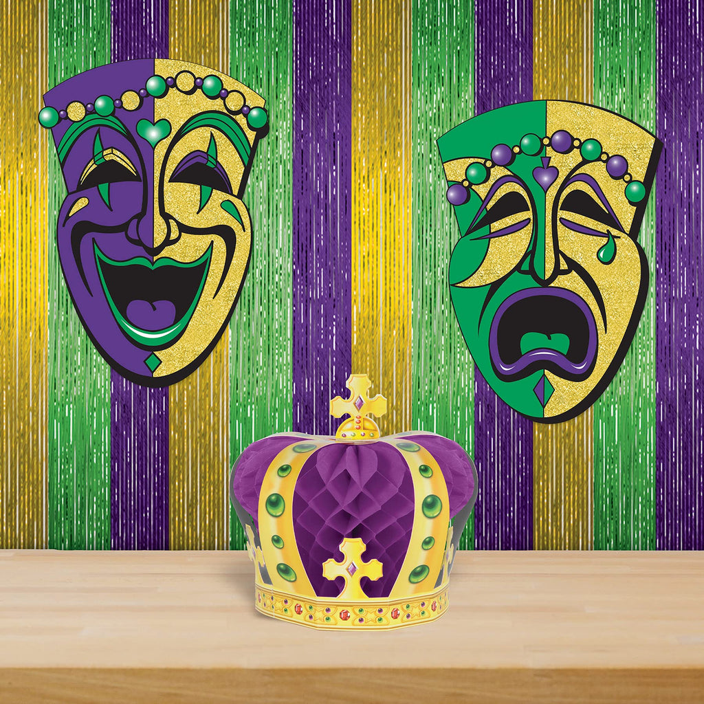 1-Ply FR Gleam 'N Curtain (gold, green, purple) Party Accessory  (1 count) (1/Pkg)