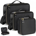 Eccliy Locking Storage Box for Adult Items, 15.8 x 11.4 x 4.3 Inches Discreet Lockable Game Toy Storage Flat Box Bag with Combination Lock, PU Leather(Black)
