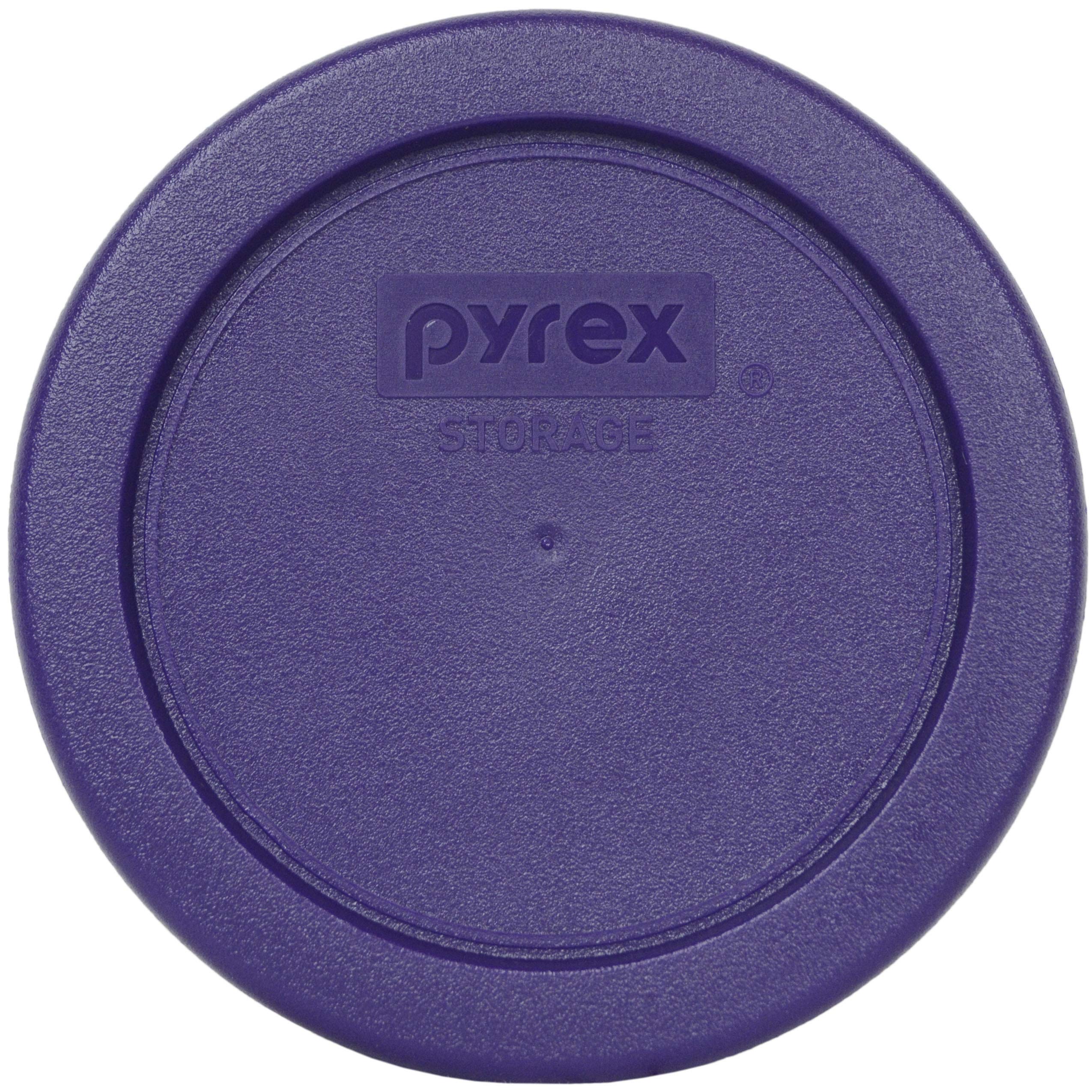 Pyrex 7202 1 Cup Glass Bowls & 7202-PC Plum Purple Lids (6-Pack) - Made in USA