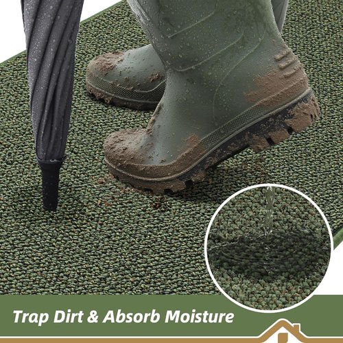 BEQHAUSE Dirt Trapper Door Mat - Non-Slip, Washable, Absorbent Entrance Mat | 32" x 72", Green