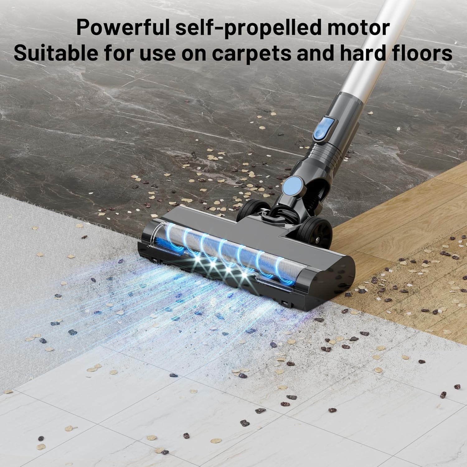 VIPSUN Cordless Vacuum Cleaner - Lightweight 6-in-1 Stick Vacuum with LED Screen for Home Use