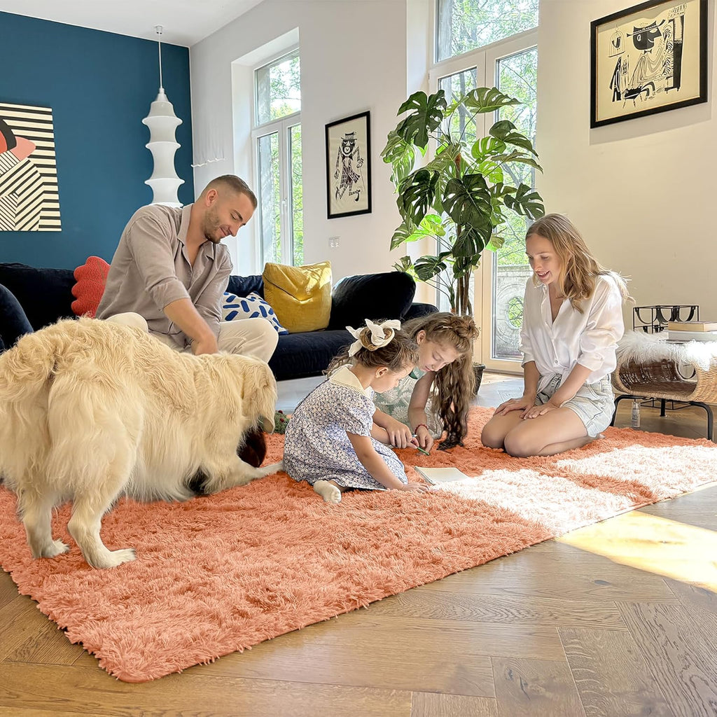 OLANLY Runner Rugs - Soft, Machine Washable Shaggy Design for Hallway & Bedroom | Muted Orange 2x8 ft