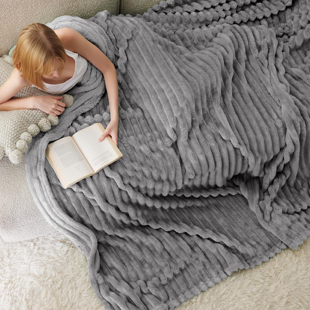 Bedsure GentleSoft Fleece Blanket - Cozy Frost Gray Throw for Couch, Perfect for Women & Girls, 108x90 Inches