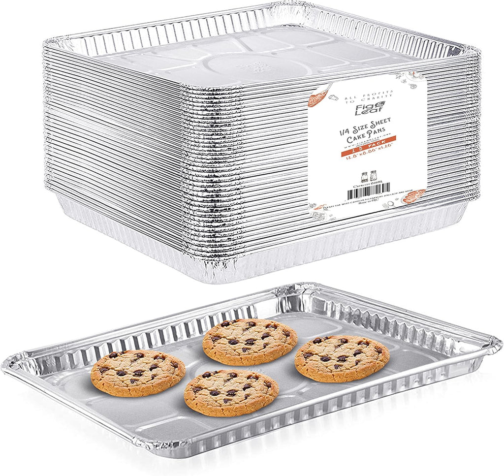 Skiennix Disposable Aluminum Foil Baking Sheets - Heavy Duty Nonstick Cookie Trays | 12.8” x 8.9” (25 Pack)