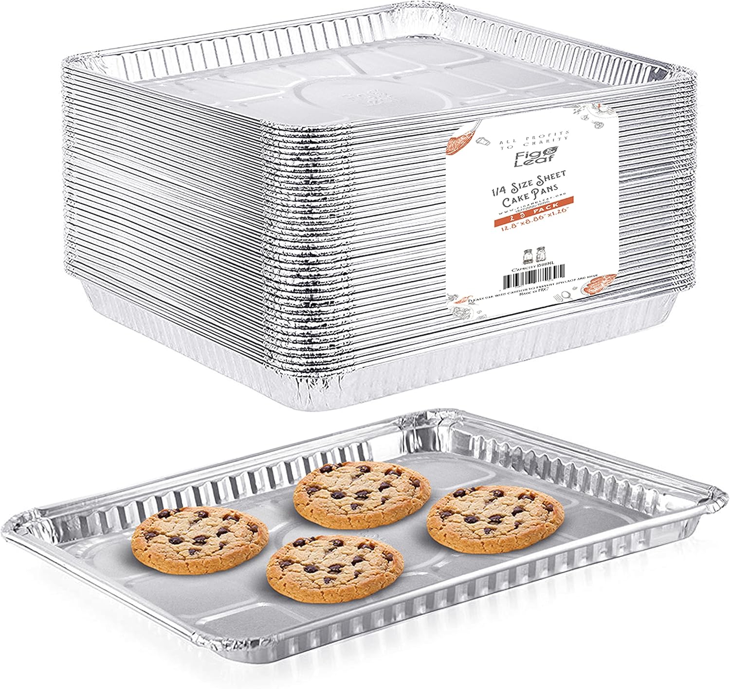 Skiennix Disposable Aluminum Foil Baking Sheets - Heavy Duty Nonstick Cookie Trays | 12.8” x 8.9” (25 Pack)