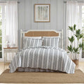 Laura Ashley - Quilt Set, Super Soft & Prewashed Bedding with Matching Shams, Modern Design with Scallop Edges, Cozy Home Essentials (Stripe Perfection Grey, Full/Queen)