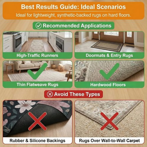 Duraone 12 PCS Rug Gripper with Triangle & Trapezoid Design, Non-Slip Double-Sided Carpet Tape for Area Rugs, Adhesive Rug Pads for Hardwood Floors and Tiles, Keep Corners Flat (Black)