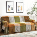 Bofree Boho Couch Cover - Hippie Chenille Jacquard Bohemian Chair Couch Sofa and Bed Furniture Cover with Colorful Tribal Pattern (Green, 87" x 102")