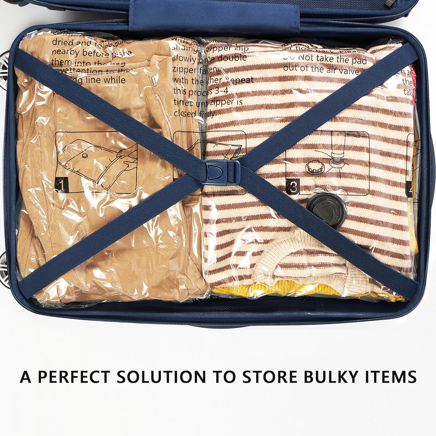 Skiennix Vacuum Storage Bags - Compression Packing Space Saver for Clothing & Bedding | 8 X-Jumbo Size