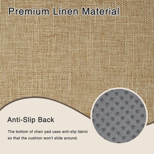 OVOV Chair Cushions for Dining Chairs Set of 6 Windsor Seat Cushion for Kitchen Room Thick Textured Kitchen Seat Pads with Ties and Non-Slip Bottom(16x15 Inch Beige)