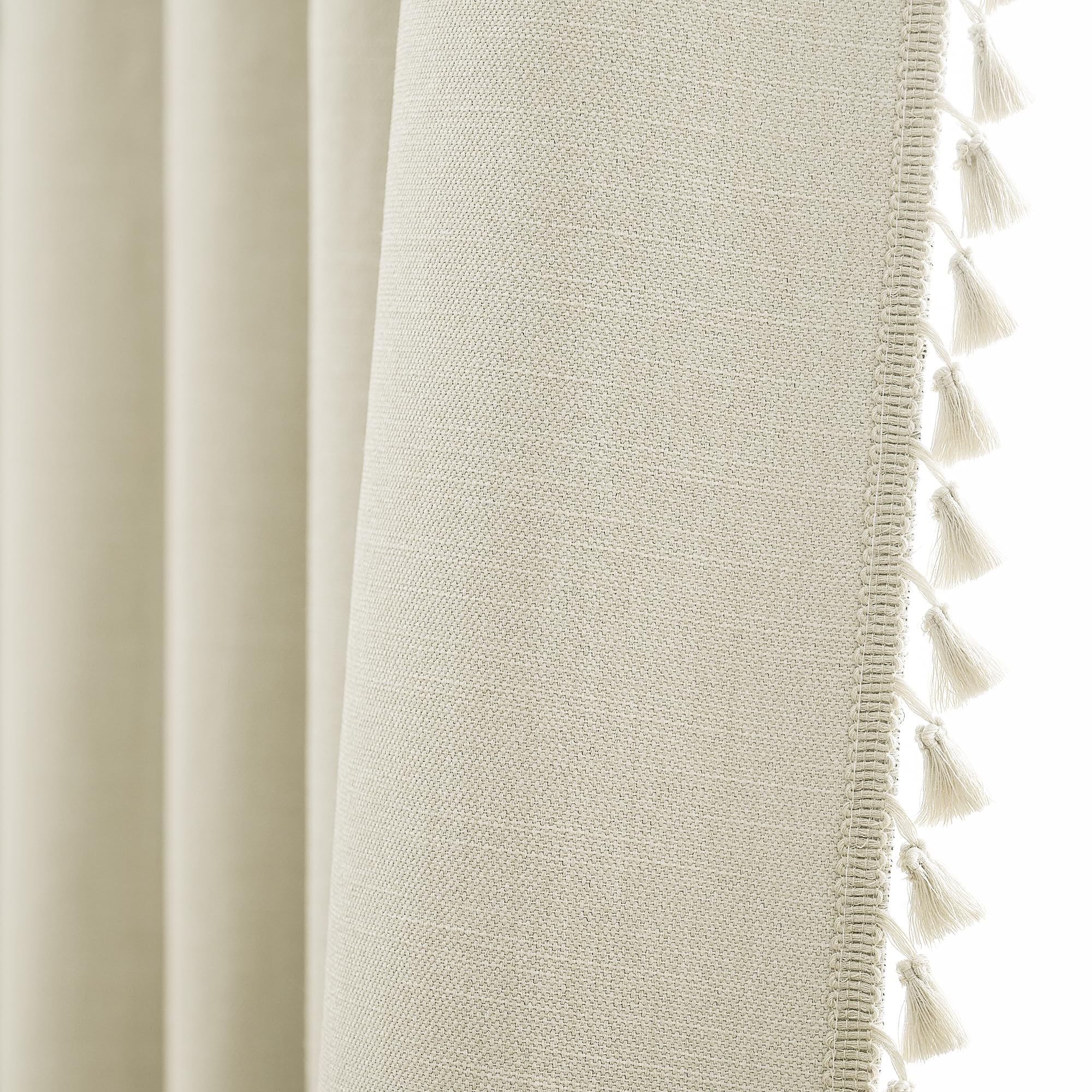 LIMON HOME Linen Blackout Curtains for Living Room 84 Inches Long Boho Black Out Curtains for Bedroom Thermal Insulated Light Blocking Drapes 2 Panels Set Noise Reduction Curtain