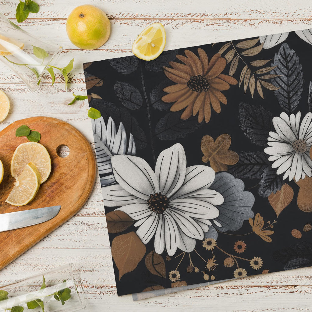 WAITPI Black Boho Kitchen Towels, Floral Dish Hand Towels for Kitchen Bathroom College Students Dorm, Boho Decor Gifts Decorative Bathroom Towel for Women Girls 16x24 Inch