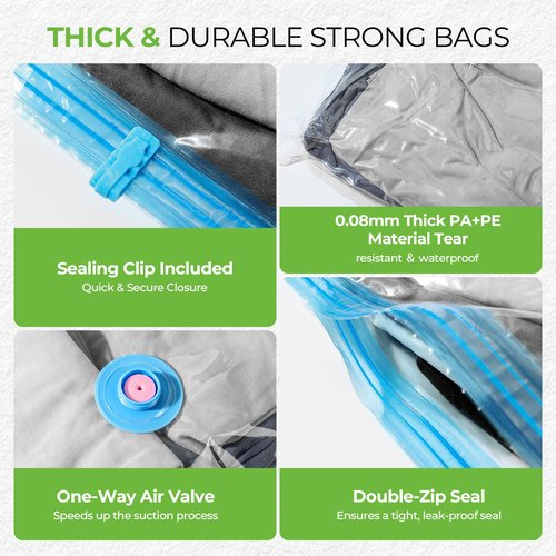 MUIMUICHU Vacuum Storage Bags for Travel - 15 Pack Compression Packing with Wireless Electric Pump for Luggage Vacuum Seal Bags for Clothes Space Saver Organizer for Moving Clothing Suitcase Travel